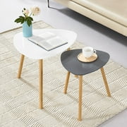 Bambloom Modern Nesting Coffee Table,Triangle Wood End Tables for Living Room,Gray