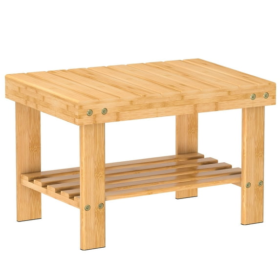 Bambloom Step Stool for Kids Adults Small Bamboo Shower Foot Rest Stool Shaving Legs for Bathroom Sink Bed Kitchen,Natural