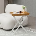 thumbnail image 1 of Bambloom Foldable TV Tray Table, Bamboo Sofa Side Table with Built-in Steel Handles, Portable Snack Table with Detachable Tray, No Assembly Required, 1 of 6