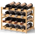 thumbnail image 1 of Bambloom Wine Rack,Bamboo Freestanding Floor Wine Bottle Holder,4-Tier Wine Storage Racks,Natural, 1 of 7