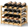 thumbnail image 1 of Bambloom Wine Rack,Bamboo Freestanding Floor Wine Bottle Holder,4-Tier Wine Storage Racks,Natural, 1 of 7