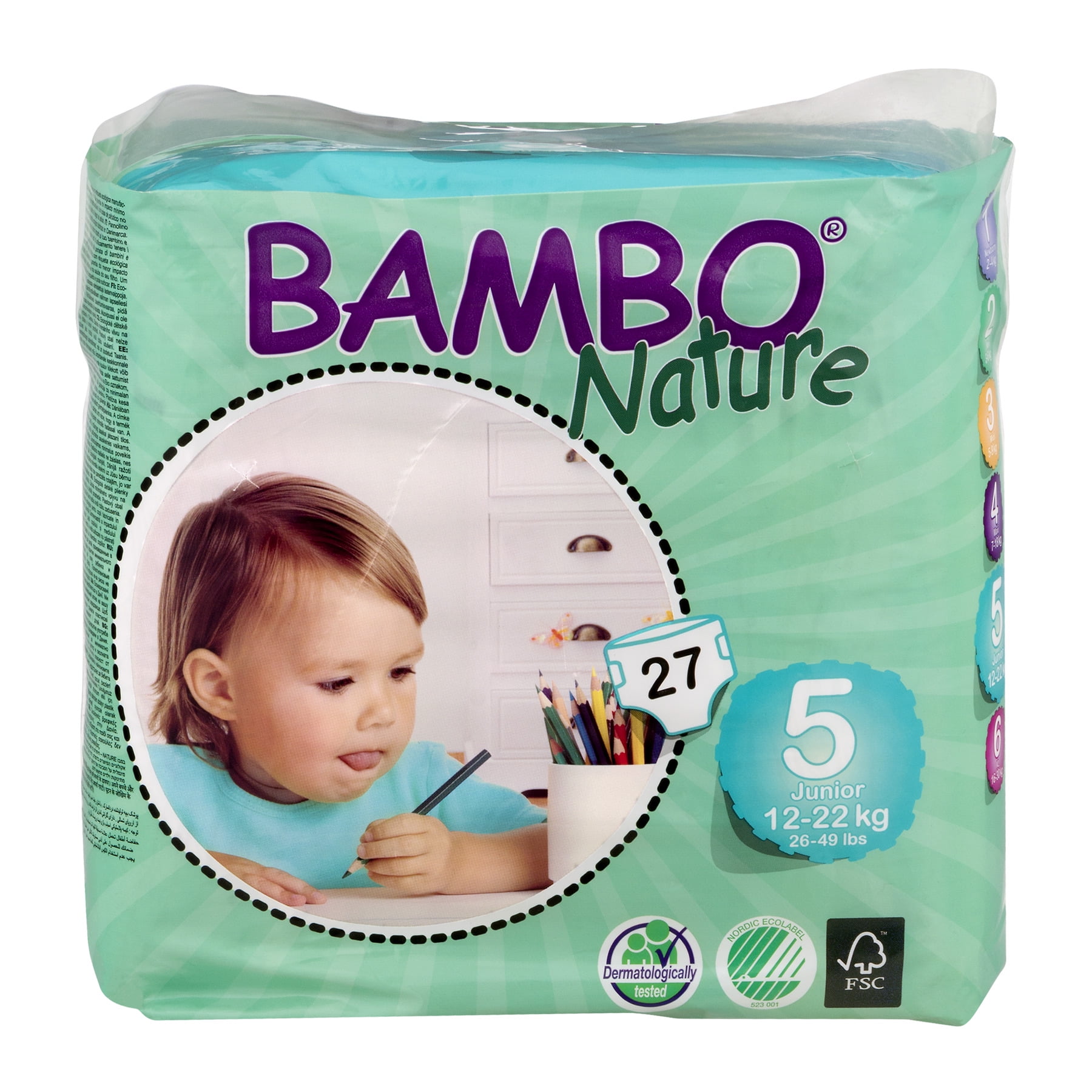 Bambo Nature Baby Diapers Classic Size 5 26 49 lbs 27 Diapers