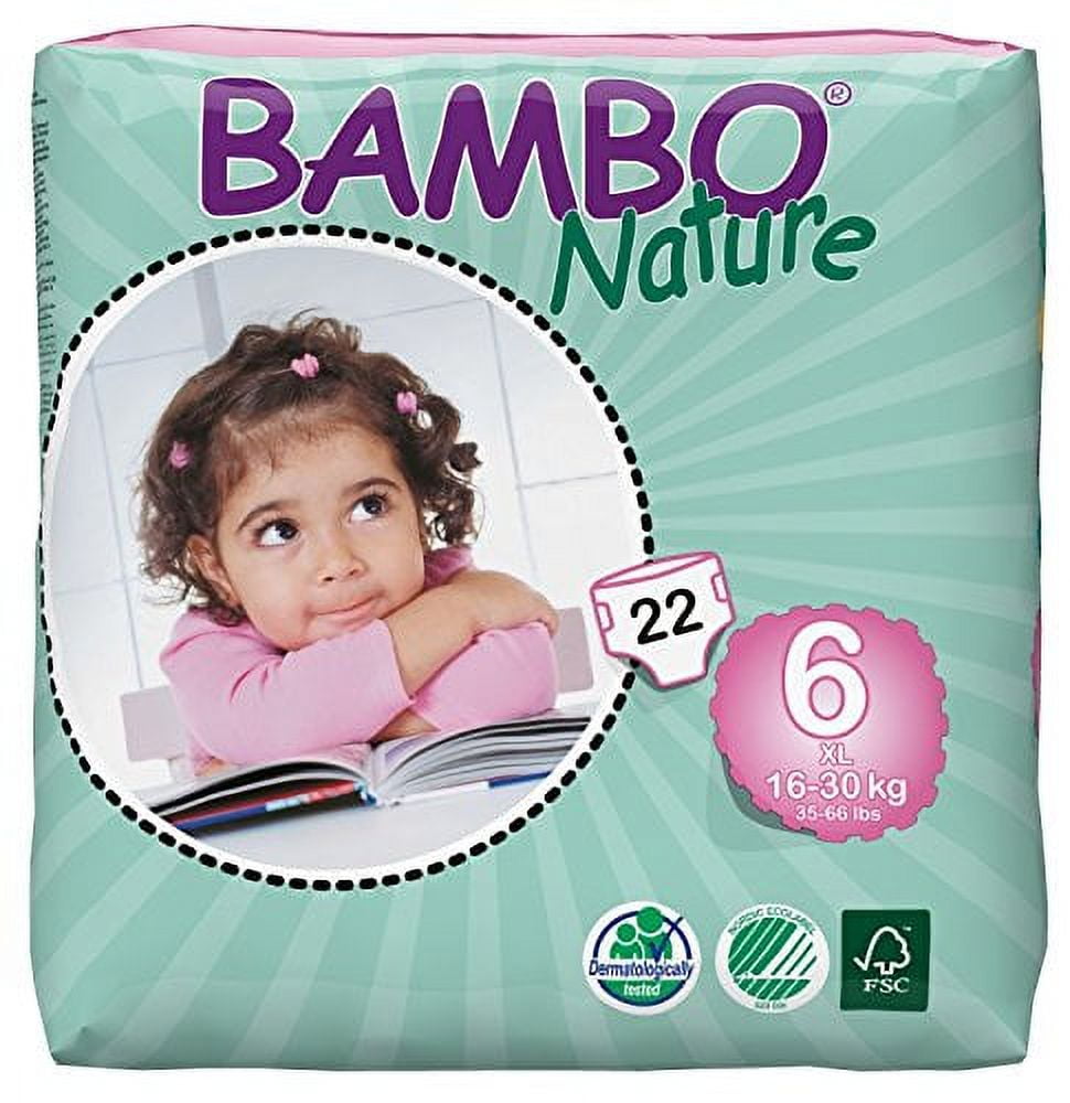 Bambo Nature Baby Diapers Classic, Size 6 (3566 lbs), 132 Count (6