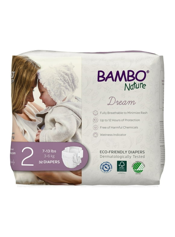 Bambo Nature Baby Diapers, Disposable, Eco-Friendly, Size 2, 7-13 lbs, 384 Ct