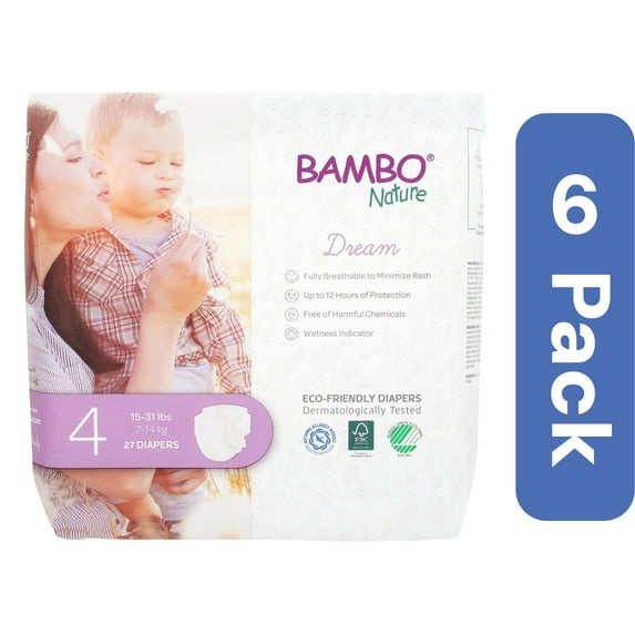 Bambo Nature Diapers Baby Size 4 27 count (Pack of 6)