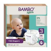 Bambo Nature Hypoallergenic Baby Diapers, Skin Friendly, and Super Absorbent - Size 3 156 Count