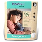 Bambo Nature Overnight Diapers, Eco-Friendly Disposable Baby Diapers - Size 6, 35+ lbs, 20 Count, 1 Pack