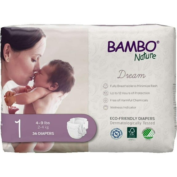 Bambo Nature Premium Baby Diapers (SIZES 1 TO 6 AVAILABLE), Size 1, 36 Count