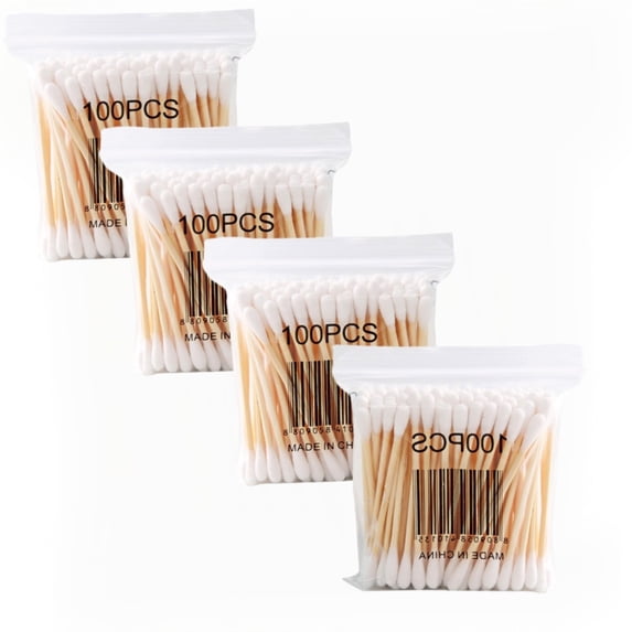 Bambo0 Cotton Swabs -400 ct - Eco-Friendly Natural Cotton Buds for Ears,Hygiene,Beauty Care - Round Tips & Thick Cotton & Sturdy Bambo0 Stick