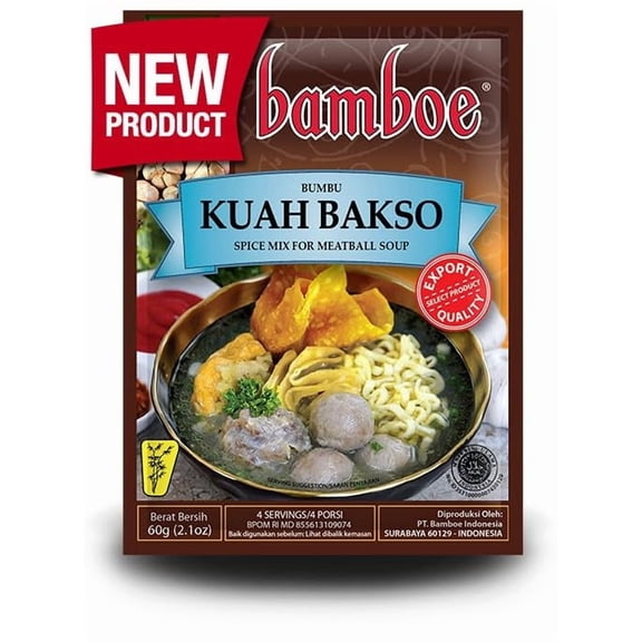 Bamboe Bumbu Kuah Bakso Meatball Soup Spice Mix, 60 Gram (Pack of 6)