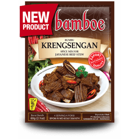 Bamboe - Krengsengan Seasoning/Javanese Beef Stew - 6 x 2.1 oz - Product of Indonesia by Bamboe