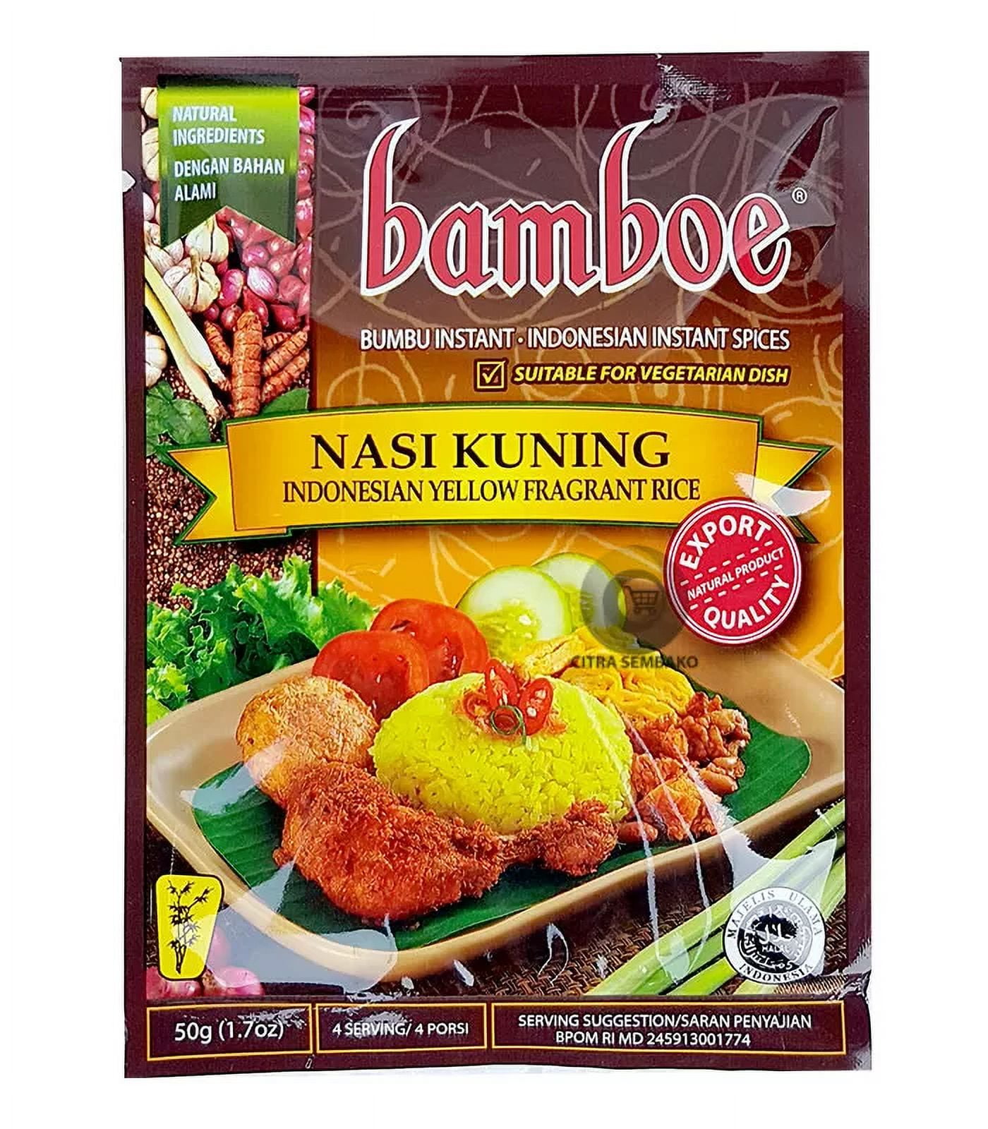 Bamboe - Nasi Kuning / Yellow Fragrant Rice - 6 x 1.7 oz - Product of Indonesia by Bamboe