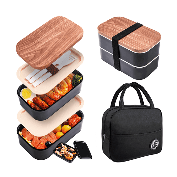Bamboo 2-Layer Bento Box with Chopping Board Lid