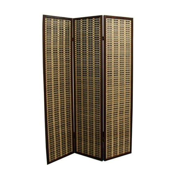 Bamboo 3 Panel Room Divider, Dark Walnut