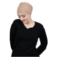 thumbnail image 1 of Bamboo 3 Seam Turban Cancer Headwear For Women Chemo Hats Sleep Cap Beanie Head Coverings (BEIGE), 1 of 3