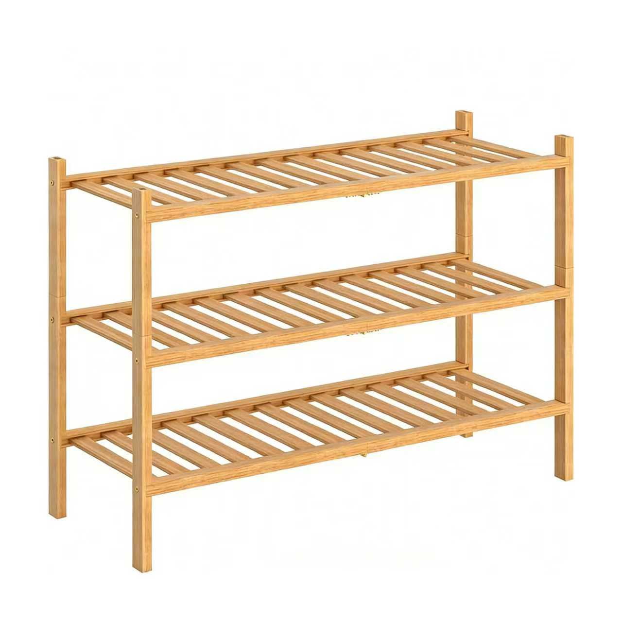 Bamboo 3 Tier Shoe Rack Wood Shoe Shelf Storage Organizer for Closet, Entryway, Small Space & Front Door Entrance Free Standing Stackable 27"x11"x20" (68.58cm x 27.94cm x 50.8cm) (Natural)