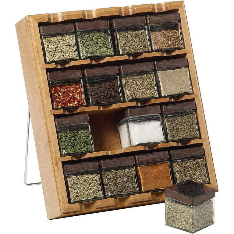Bamboo 3-in-1 Spice Organizer for Countertop, Wall, and Drawer