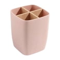 thumbnail image 1 of Bamboo 4 Compartment Storage Box, Desktop Cosmetic Organizer Remote Control Holder, 4.33x3.54x3.54 Inch Wooden Tray Bin, for Office Bedroom Vanity Table Decor Pink, 1 of 8