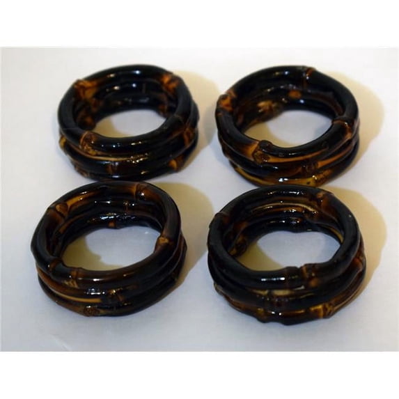 Bamboo 54 1719 1.5 in. Tri Round Burnt Napkin Rings, Set of 4