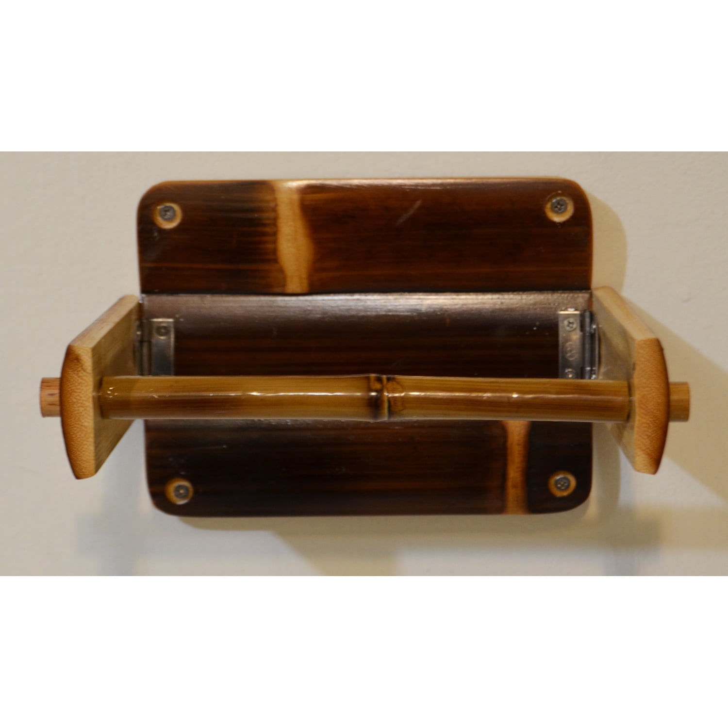 Rustic Dark Brown Bamboo Wall Mounted Toilet Paper Holder