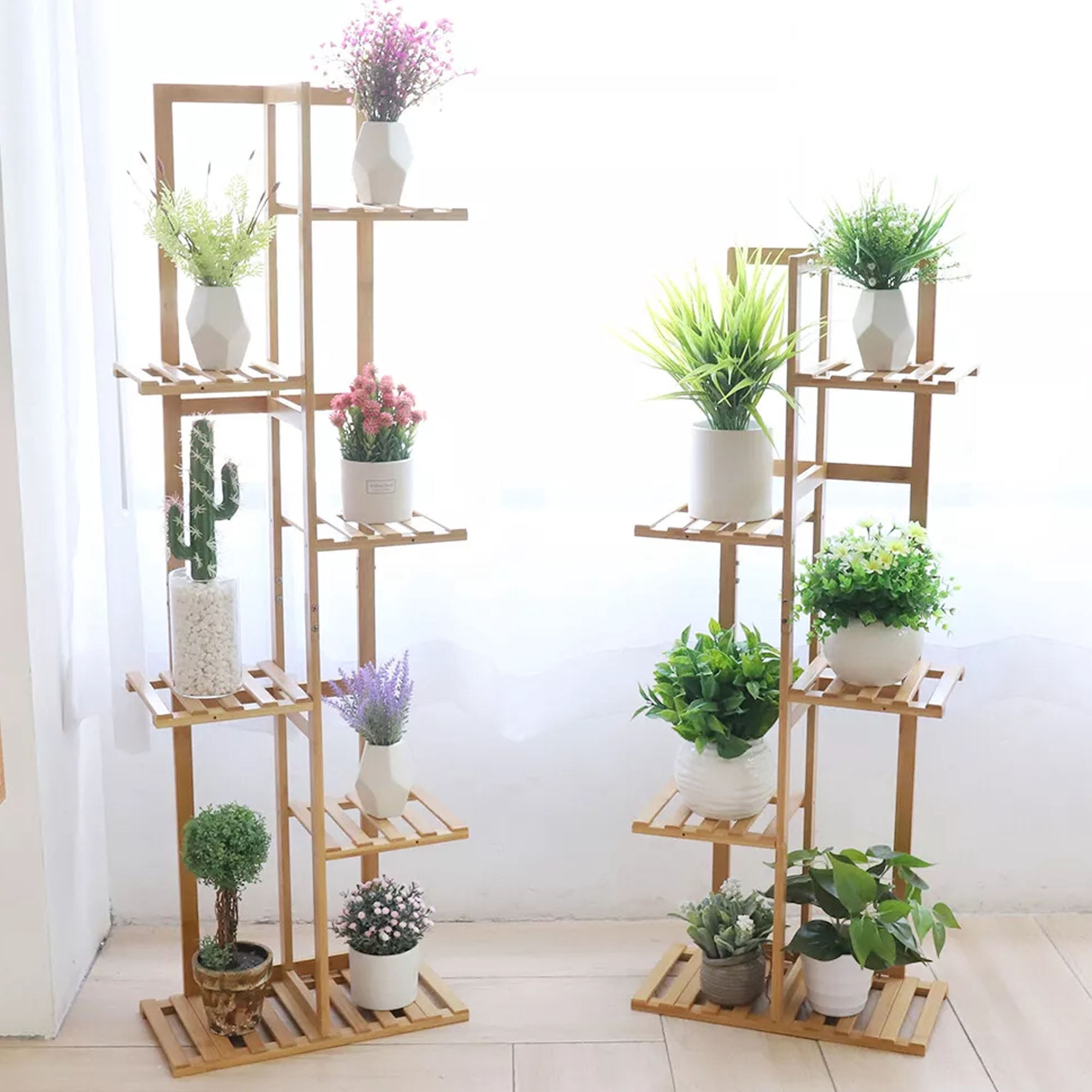 Bamboo 6-7 Tier Plant Stand Rack Multiple Flower Pot Holder Display ...