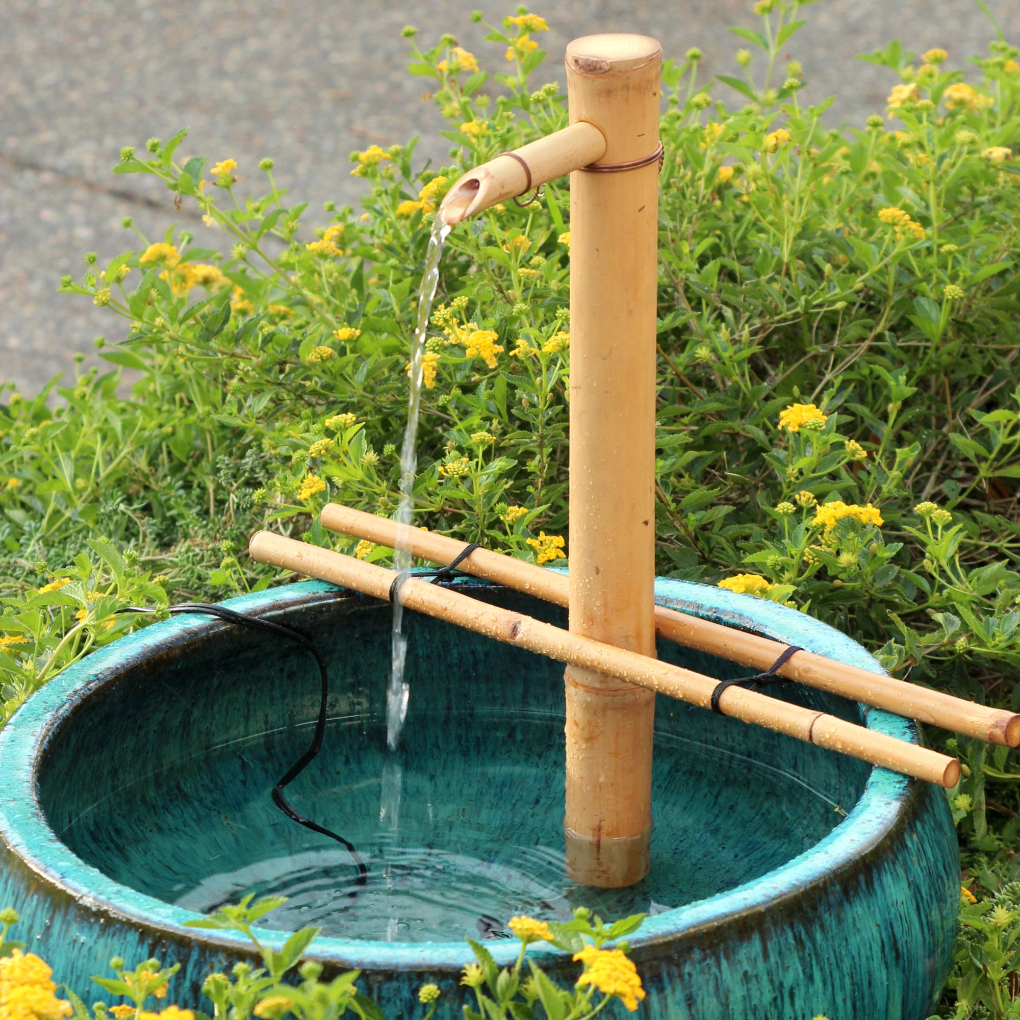 18" Bamboo Fountain Kit, Adjustable Spout with Pump, Indoor/Outdoor – Container Not Included