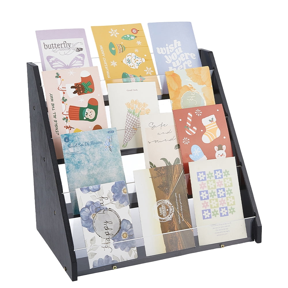 Bamboo Acrylic Display Case Greeting Card Display Stands Display Risers ...
