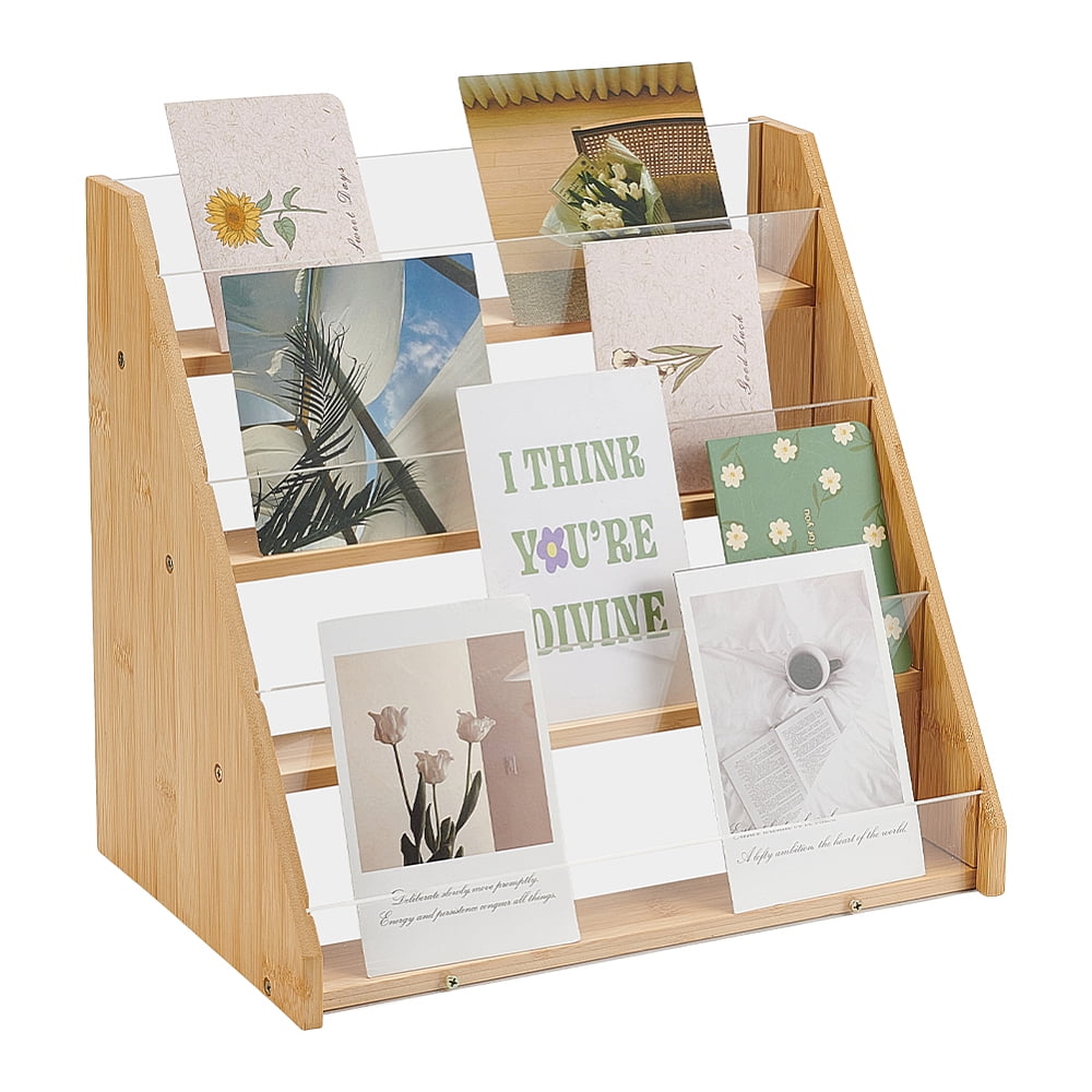 Bamboo Acrylic Display Case Greeting Card Display Stands Display Risers ...