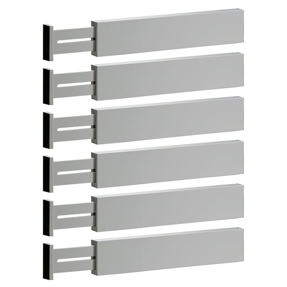 Bamboo Adjustable Drawer Dividers - Expandable Utensil Organizer Separators for Kitchen, Dresser, Bedroom, Bathroom and Office, Set of 6 (2.6 Tall, 17.5-22 Inch Long)