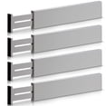 thumbnail image 1 of Bamboo Adjustable Drawer Dividers Organizers - Large Expandable Utensil Organizer Separators for Kitchen, Dresser, Bedroom, Baby Drawer, Bathroom & Office, Set of 4 (2.6 Tall, 13-17.5 Inch), 1 of 5