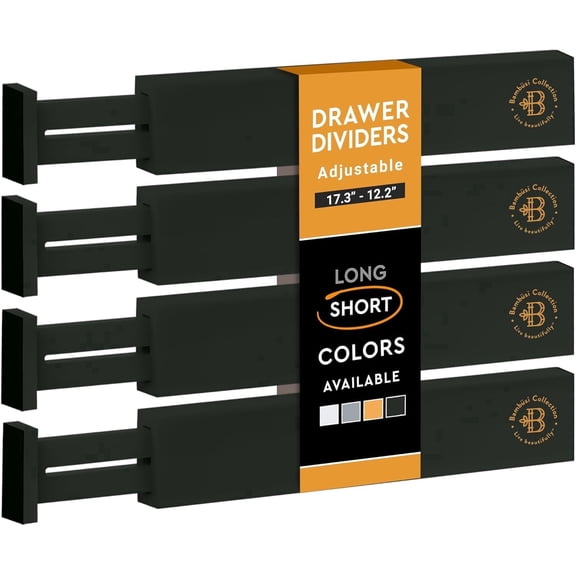 Bamboo Drawer Dividers 4 Pack, Adjustable Drawer Dividers and Organizer, 13-17.5 Inch Dresser Drawer Organizers