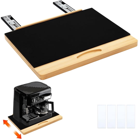 Bamboo Appliance Slider,Sliding Tray for Coffee Maker, Kitchen Countertop Appliance Rolling Tray,Slides Easily from Under The Cabinet,Wide - Large (16" Wx13 D)