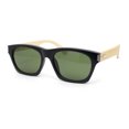 thumbnail image 1 of Bamboo Arm Retro Hipster Horn Rim Gentlemans Sunglasses Matte Black - Green, 1 of 4