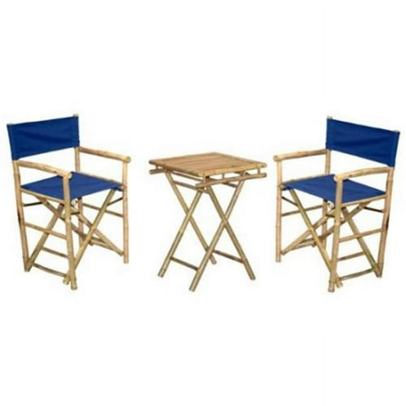 Bamboo54 Wood 3 Piece 20 in. Patio Bistro Set with Director Chairs