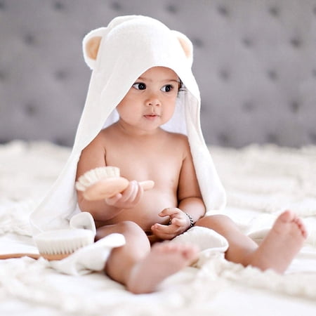 Bamboo Baby Towel and 2 Washcloths Set, Brown Bear Ears, Small