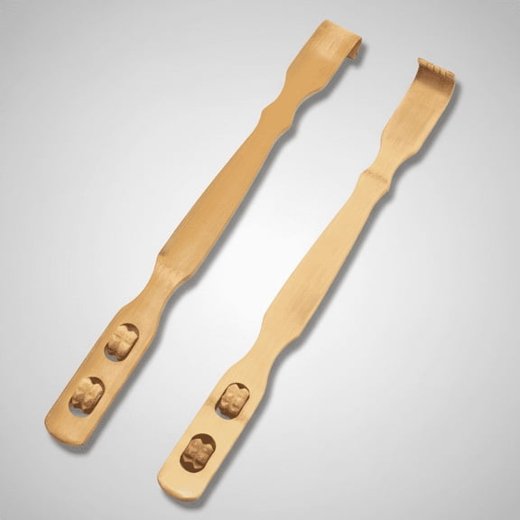 Bamboo Back Scratcher, 18 inches Handle, with Massage Roller