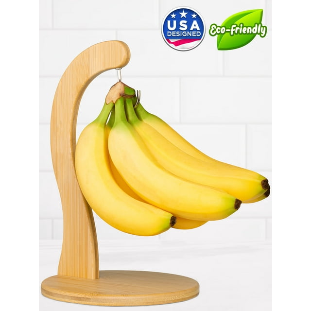 Golden Nature Bamboo Banana Holder with Stainless Steel Hanging Hook