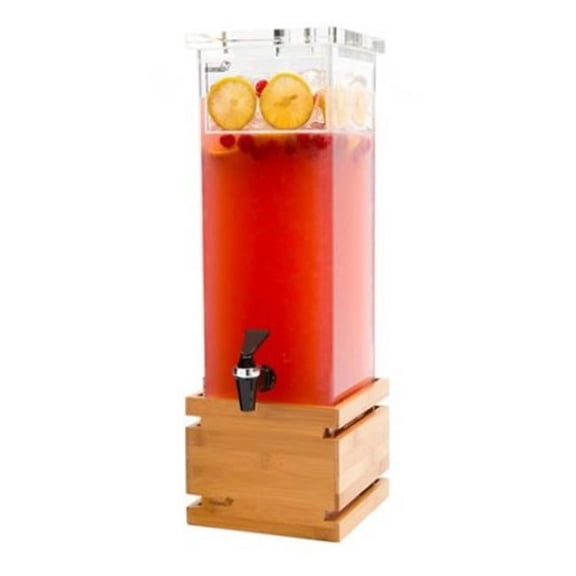 Bamboo Base Rectangle Beverage Dispenser- 2-Gallon