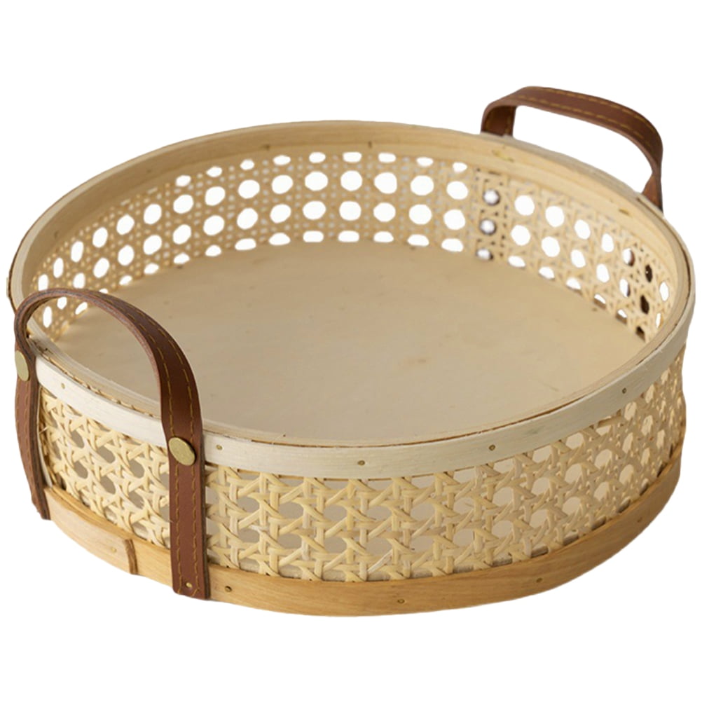 Bamboo Basket Handmade Round Woven Basket Food Bread Serving Basket ...
