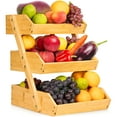 thumbnail image 1 of Bamboo Basket for Kitchen Counter Fruit & Vegetable Storage, Three Tier Wooden Fruit Bowl by Golden Nature, 1 of 7