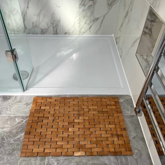 Bamboo Bath Mat-Roll Up Shower Mat, Anti-Slip and Waterproof Bathroom Spa Shower Mat-Available in Two Sizes (20"x28" (50x70 cm))