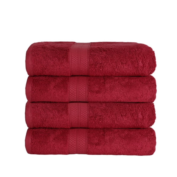 Bamboo Bath Towel, Set of Four, 30" x 54", Crimson by Blue Nile Mills