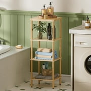 Bamboo Bathroom Shelf, 4-Tier Bathroom Storage Shelf, Multifunctional Storage Rack for Living Room Bedroom Kitchen, Space Saver