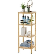 Bamboo Bathroom Shelf, 4-Tier Bathroom Storage Shelf, Multifunctional Storage Rack for Living Room Bedroom Kitchen, Space Saver