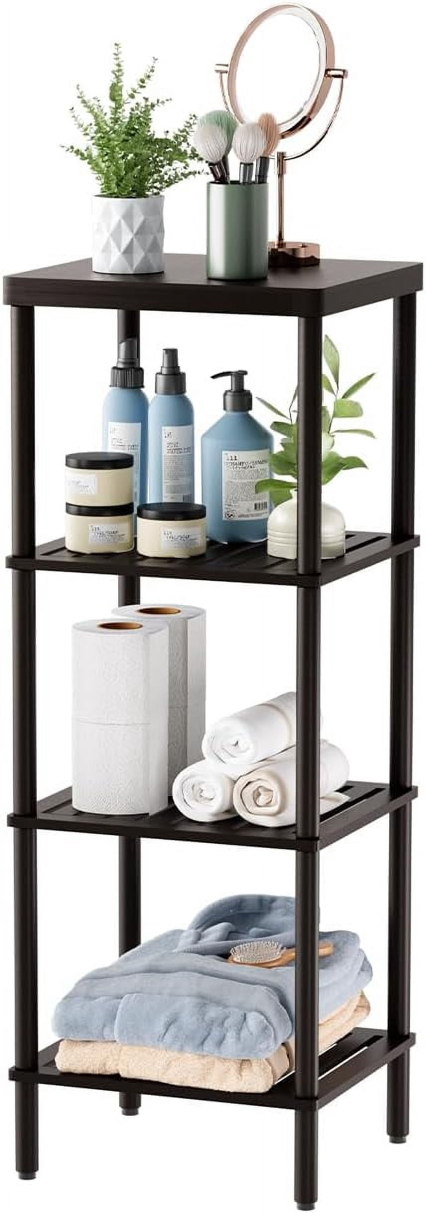 Bamboo Bathroom Shelf, 4-Tier Bathroom Storage Shelf, Storage Rack for ...