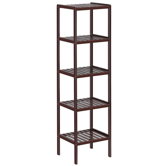 Bamboo Bathroom Shelf, 5-Tier Multifunctional Storage Rack Brown, Plant Flower Display Stand