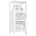 thumbnail image 1 of Bamboo Bathroom Storage Cabinet, 4 Tier Small White Floor Cabinet with Single Door, Free Standing Slim Narrow Storage Organizer for Bedroom Living Room, 1 of 16