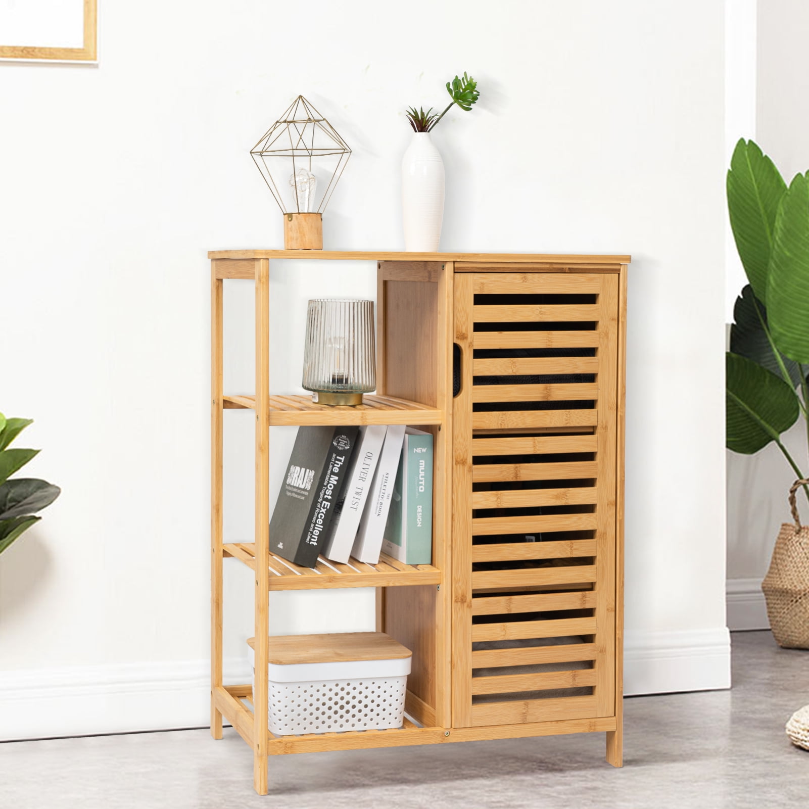 Bamboo Storage Cabinet with 3 Side Shelves, Kitchen Cabinet, Buffet Cabinet,  Sideboard, Freestanding Console Table with Cupboard, Multifunctional, for  Dining Room Living Room Entry Bedroom – Built to Order, Made in USA