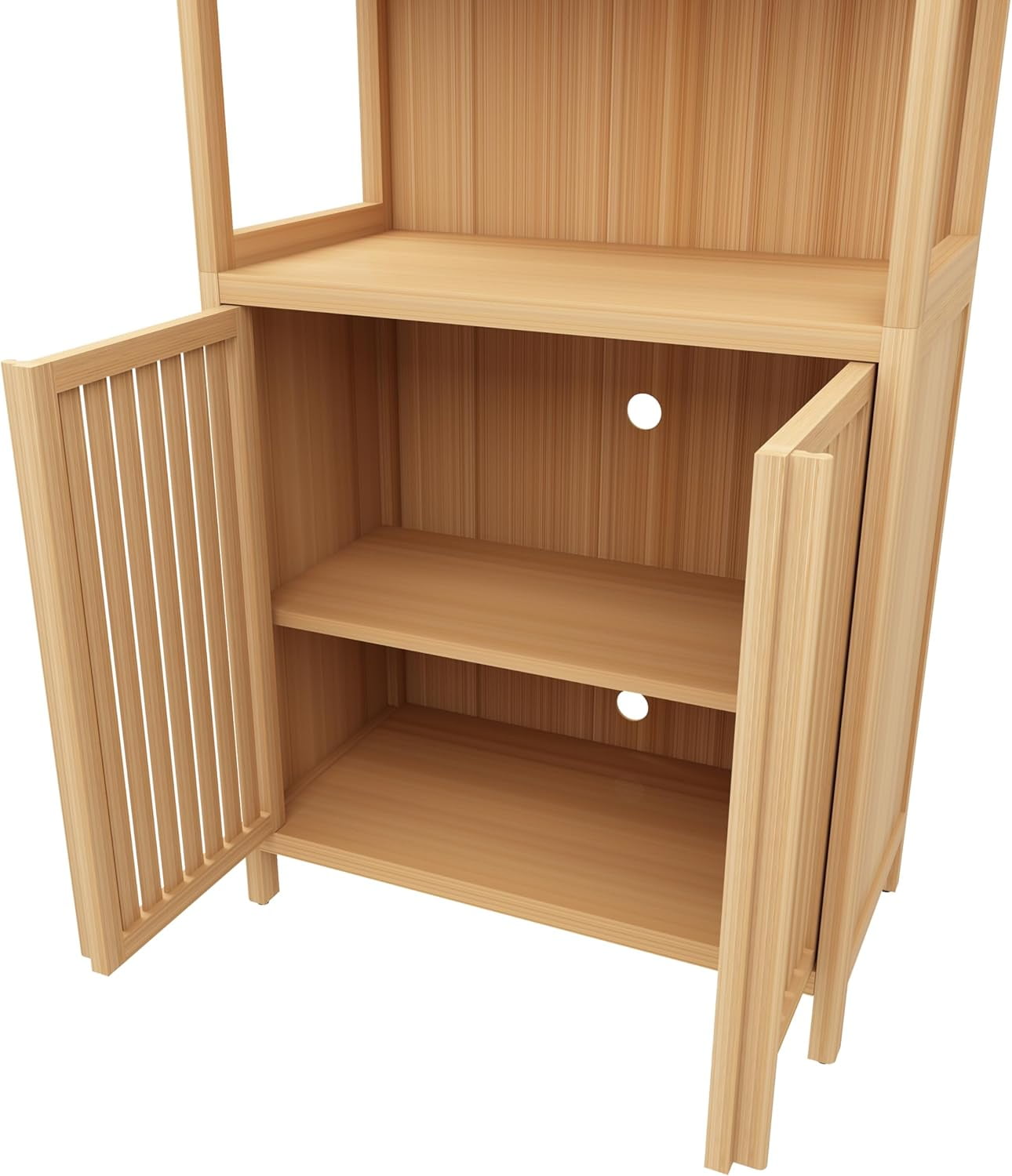 Bamboo Bathroom Storage Cabinet Freestanding Floor Cabinet with Double ...