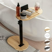Bamboo Bathtub Tray Table with Adjustable Height, Freestanding Bath Caddy Tray for Tub Against Wall, Bathtub Side Table for Luxury Bath Home Spa and Gift Choice - Patent Protected (Natural)